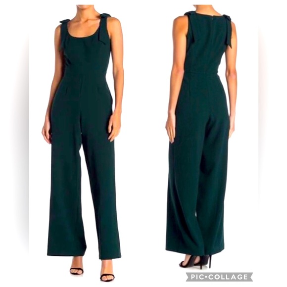 julia jordan Pants - SOLD!! NWT JULIA JORDAN Hunter Green Sleeveless Bow Wide-Leg Jumpsuit Wedding 6